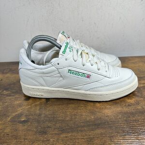 Reebok White and Green Club Casual Sneakers